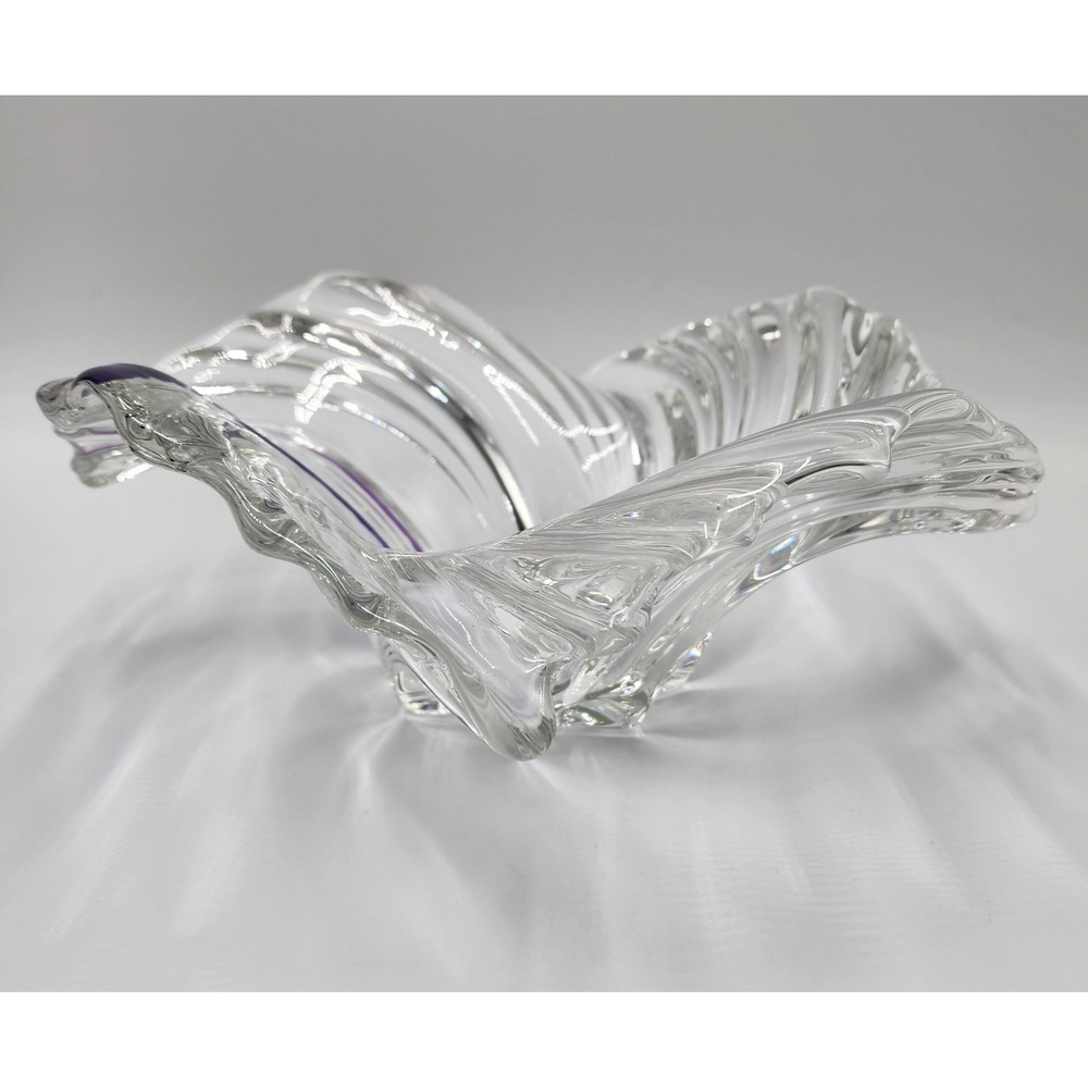 Mikasa Belle Epoque Clear Crystal/Blue Glass Wave Swirl Bowl Centerpiece Dish - Picture 6 of 16